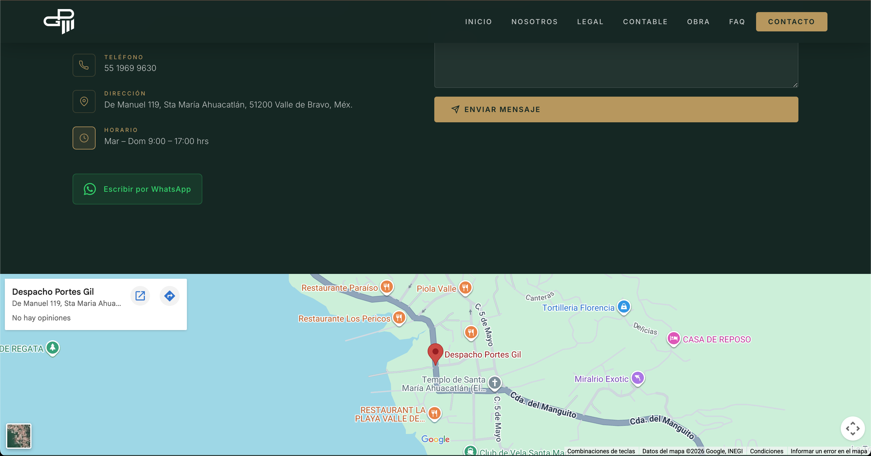 Mapa interactivo con ubicación de oficinas y obra