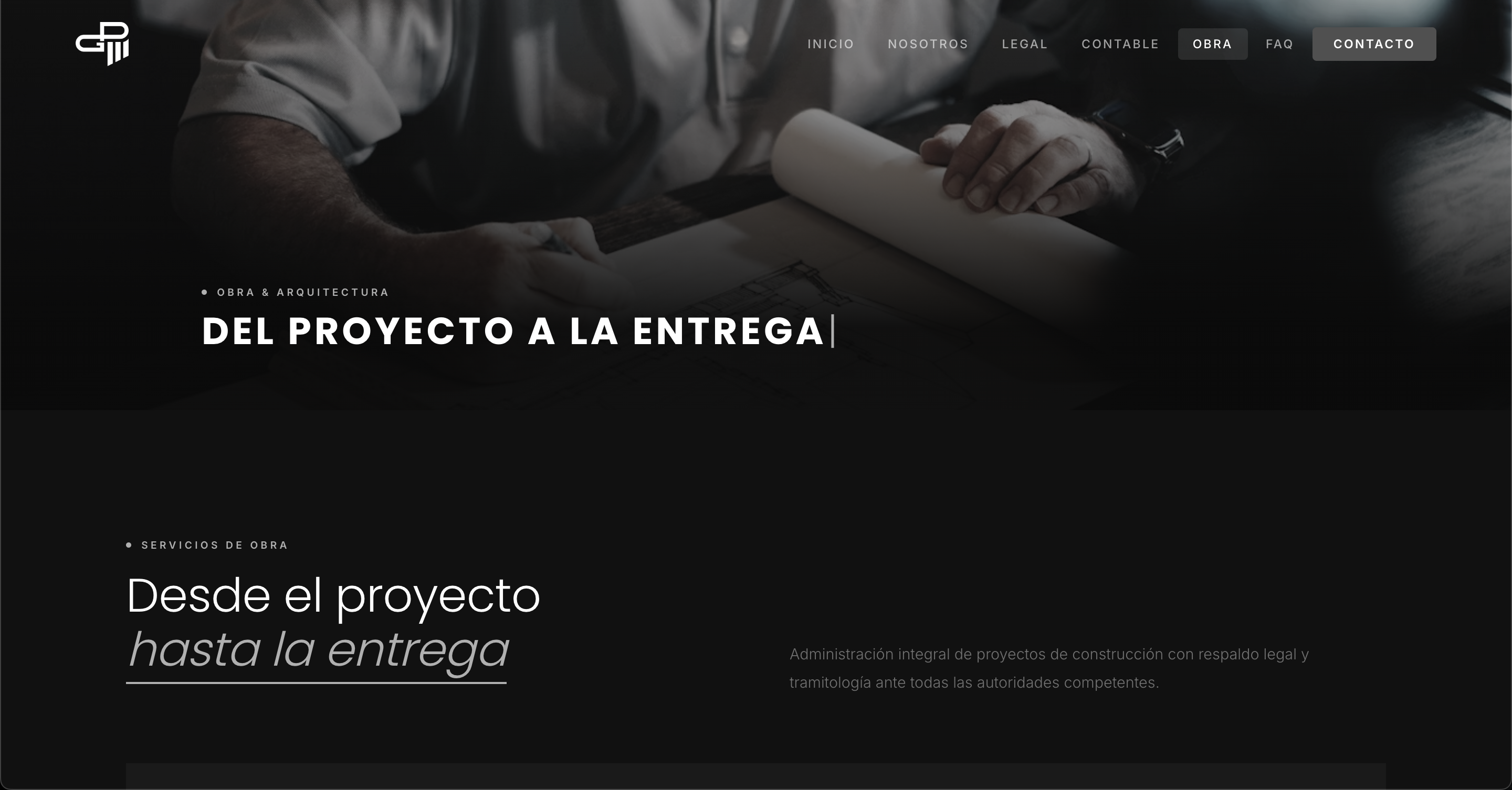 Pagina de obra estilo premium con colores diferentes